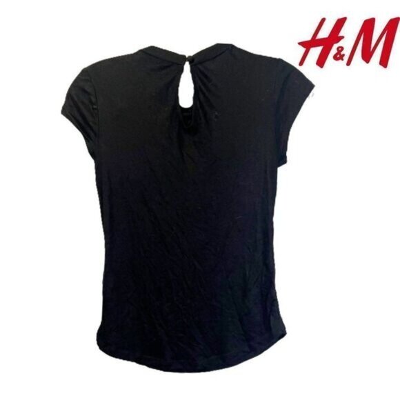 H&M Embellished Mock Neck Cap-sleeved Tee-shirt‎ Women's Top - Picture 2 of 7